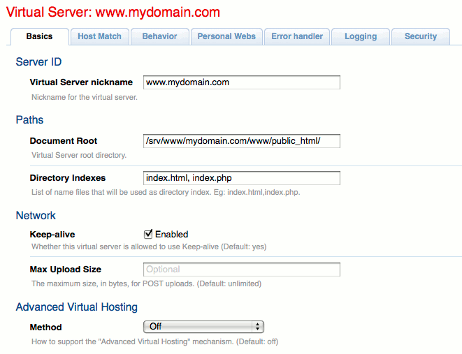 Configuring directory indexes in Cherokee admin panel on Ubuntu 10.04 LTS